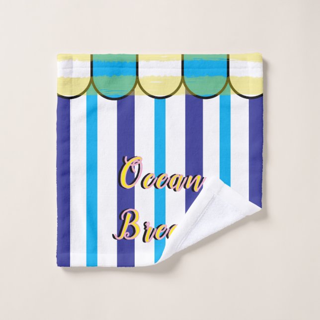 Cabane ondulée jaune bleu rayures d'été (Gant de toilette)