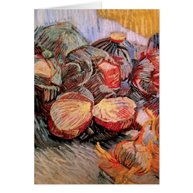 Cabbages rouges et oignons par Vincent van Gogh (Devant)
