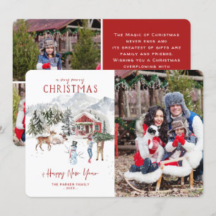 Cabine aquarelle   Carte photo de Noël