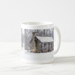 Cabine Dans La Mug De Café À Neige