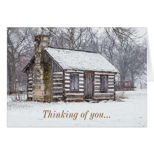 Cabine Dans La Pensée De Neige De Votre Carte (Devant Horizontal)