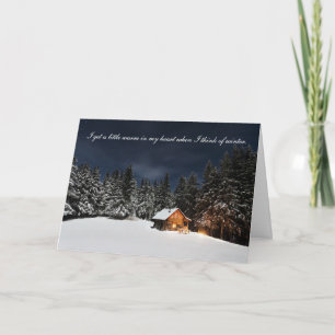 Cabine dans les bois - carte de Bonnes Fêtes