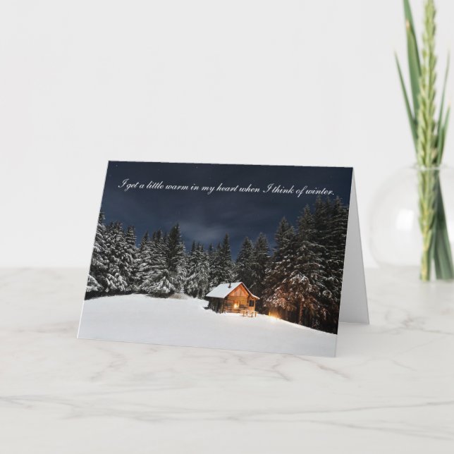 Cabine dans les bois - carte de Bonnes Fêtes (Devant)