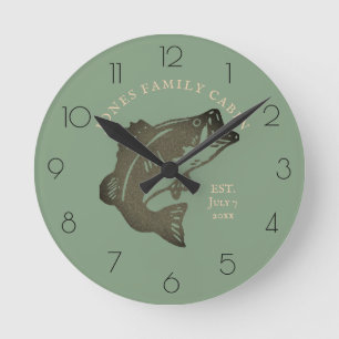 Cabine de famille de poissons Horloge ronde