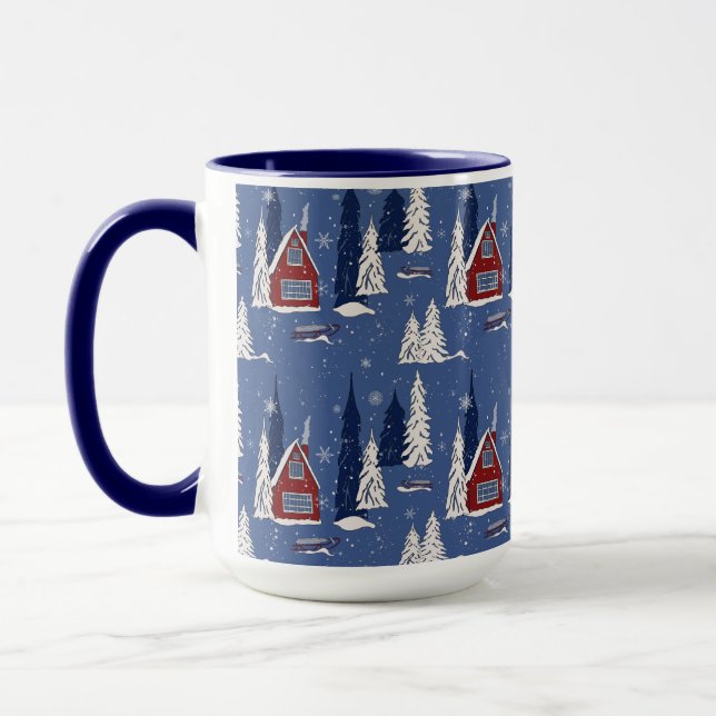 Cabine d'hiver à deux tonalités 15 oz de Mug (Gauche)