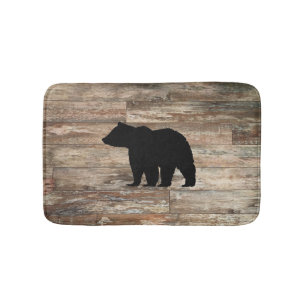 Cabine d'ours Noir Tapis de bain en bois rustique