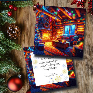 Cabine en bois et cheminée chaude le soir de Noël