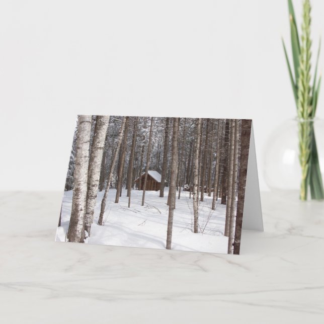 Cabine en carte pour notes d'hiver (Devant)