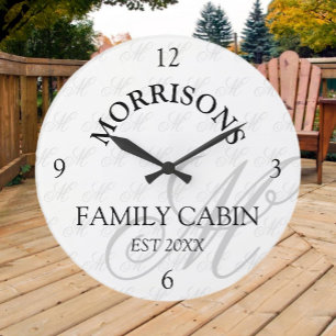 Cabine famille Monogramme Motif Horloge ronde