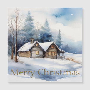 Cabine joyeux Noël dans un paysage enneigé