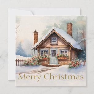 Cabine joyeux Noël dans un paysage enneigé