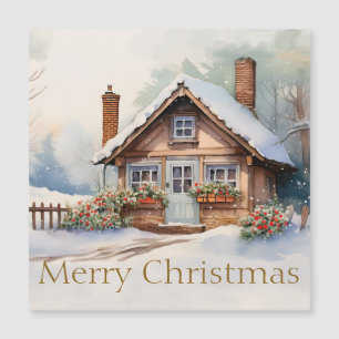 Cabine joyeux Noël dans un paysage enneigé