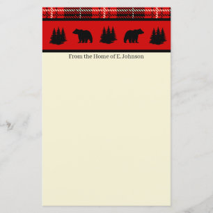 Cabine Ours noir rouge Plaid stationnaire