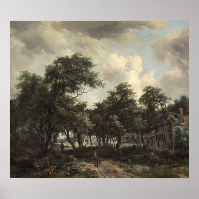 Cabine parmi les arbres - Meindert Hobbema Poster  (Devant)