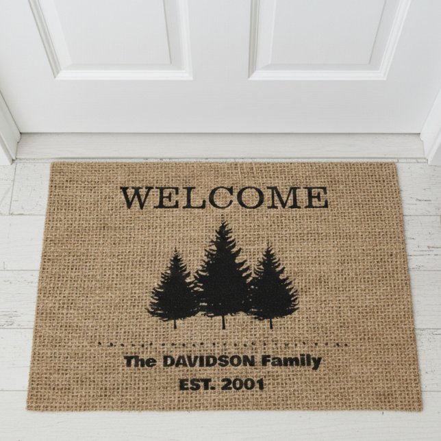 Cabine rustique burlap pays tapis de porte (Créateur téléchargé)