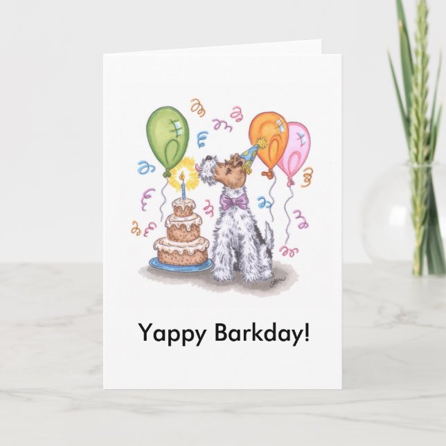 Câblez la carte barkday Yappy de terrier de renard (Devant)