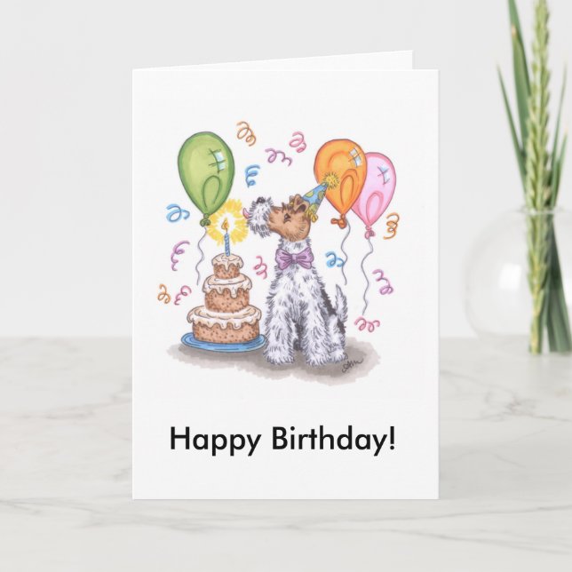 Câblez la carte de joyeux anniversaire de terrier (Devant)