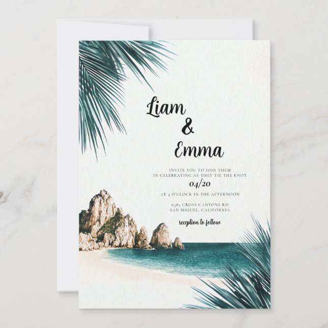 Cabo Mexique Mariage Destination Invitation (Devant)