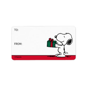 cacahuètes Snoopy Christmas Gift Giver étiquette