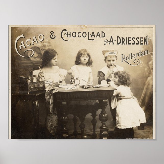 Cacao et Poster vintage de chocolat (Devant)