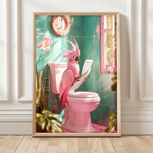 Cacatoès de salle de bain sur impression de toilet (Créateur téléchargé)