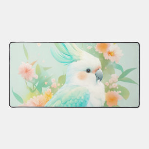 Cacatoès Floral Pastel Aqua Éthéré