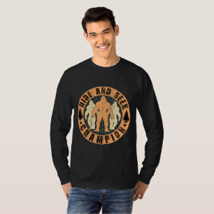Cacher et chercher Bigfoot T-shirt homme drôle fem