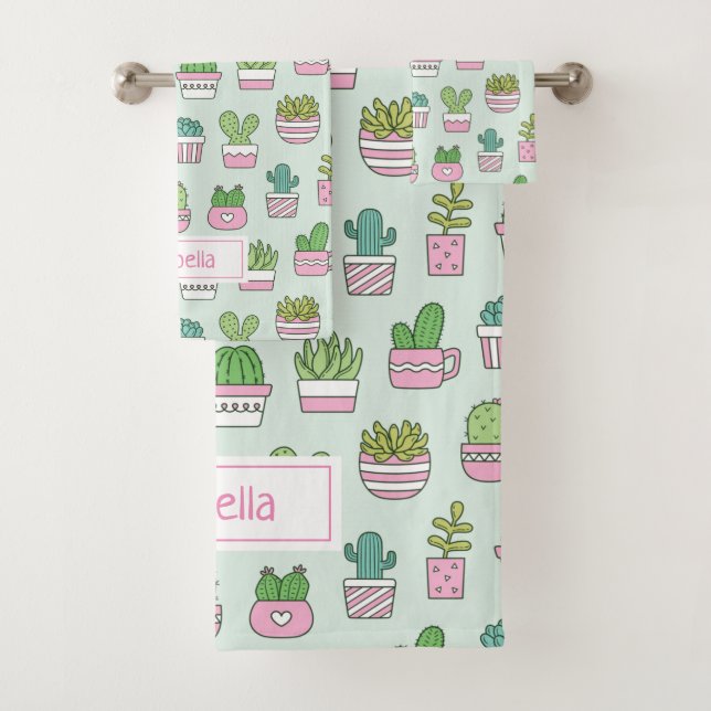 Cactées Plantes Succulentes Motif de Doodles Nom (En situation)