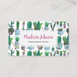 Cactus à l'aquarelle   Monogramme   Cartes de visi