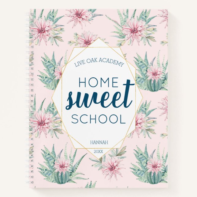 Cactus Aquarelle Homeschool Carnet Journal (Devant)