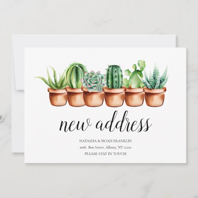 Cactus Aquarelle Nouvelle Adresse de Maison Nous A (Devant)