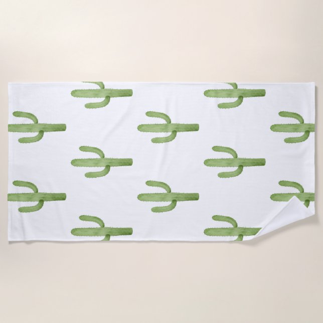 Cactus aquarelle serviette de plage (Devant)