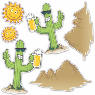 Cactus avec Sticker Bière