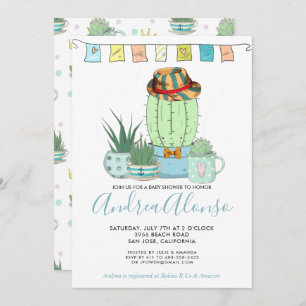 Cactus Baby Boy  Invitation Baby shower