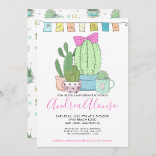 Cactus Baby Girl  Invitation Baby shower