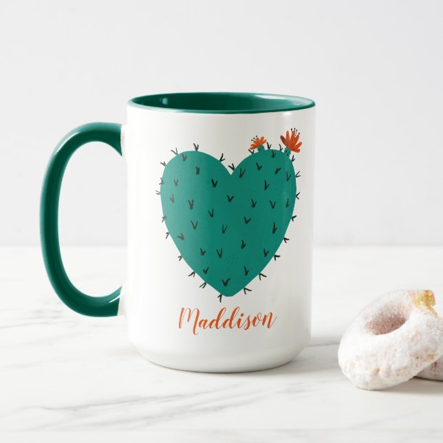 Cactus Coeur Café Mug (Avec donut)
