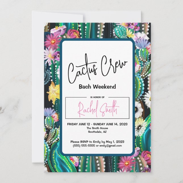 Cactus Crew - Invitation pour une fête de bachelor (Devant)