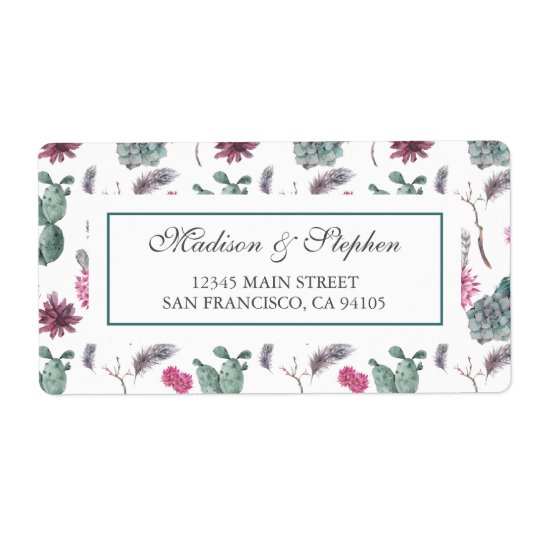 Cactus de Boho, succulent et floral - mariage Étiquette D’expédition
