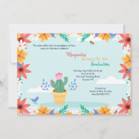 Cactus en fleur Graduation Invitation