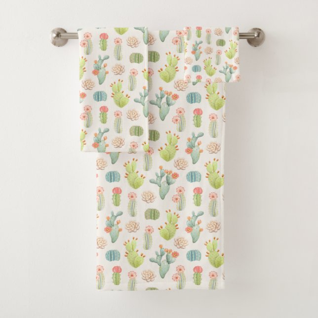 Cactus en pastel mou et motif succulent (En situation)