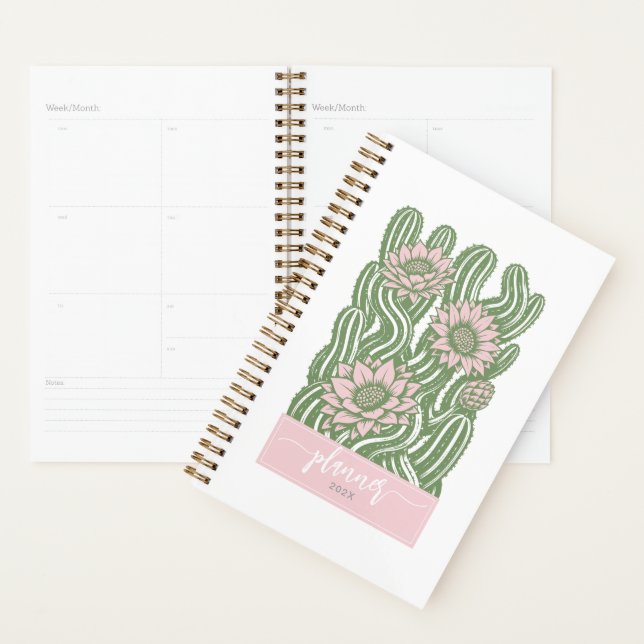 Cactus entrelacés linogravure vert sauge en fleurs (Devant avec enveloppe)