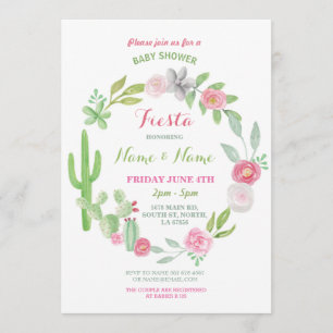 Cactus Fiesta Baby shower fille garçon Invitation 