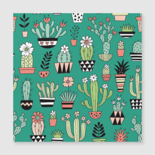 Cactus Fleuris Fond Vert Vintage