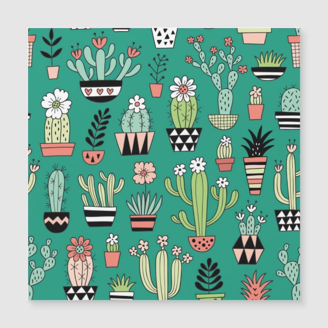 Cactus Fleuris Fond Vert Vintage (Devant)