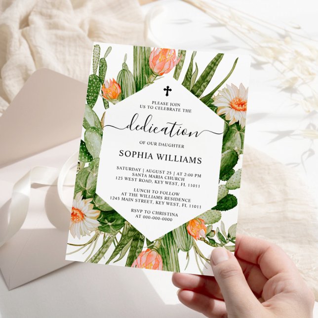 Cactus Fleurs Cadre Dédication Invitation (Créateur téléchargé)