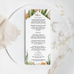 Cactus Floral Desert Mariage plat menu plat<br><div class="desc">Ce menu à plat mariage de cactus floral désert est parfait pour votre mariage moderne du désert. Ce design est composé de calligraphie simple en noir avec de la végétation rustique de cactus, des plantes d'air, des succulents et des fleurs de cactus dans des cadres d'arche géométrique sur un arrière...</div>