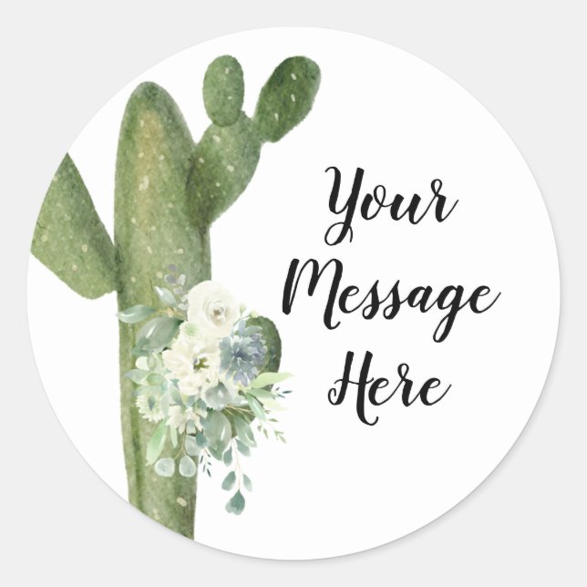 Cactus Floral Votre Message Ici Sticker (Devant)