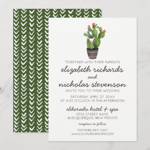 Cactus floraux roses - Invitation au mariage