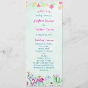 Cactus Lantern Fiesta Programme de Mariage Succule