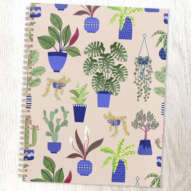 Cactus Motif rose pâle (Cactus cacti succulent houseplant notebook planner)